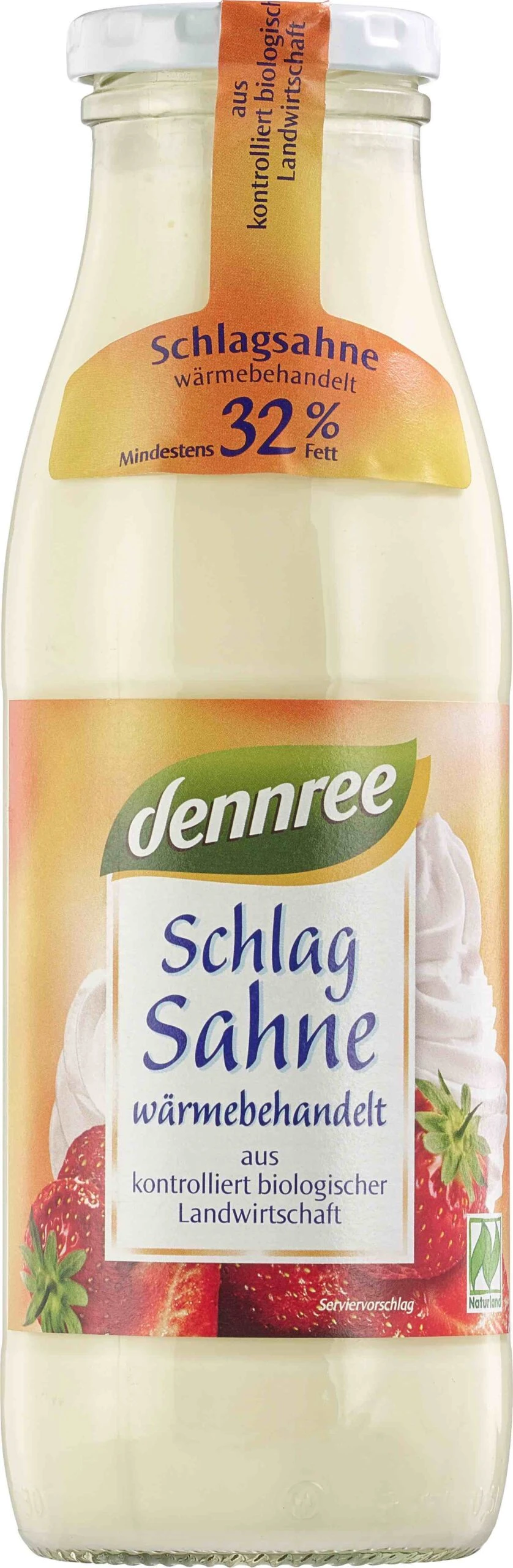 Dennree Schlagsahne, 500 Gr Flasche (weiße Flasche) , 32,0% 3 Dennree Schlagsahne, 500 Gr Flasche (weiße Flasche) , 32,0%