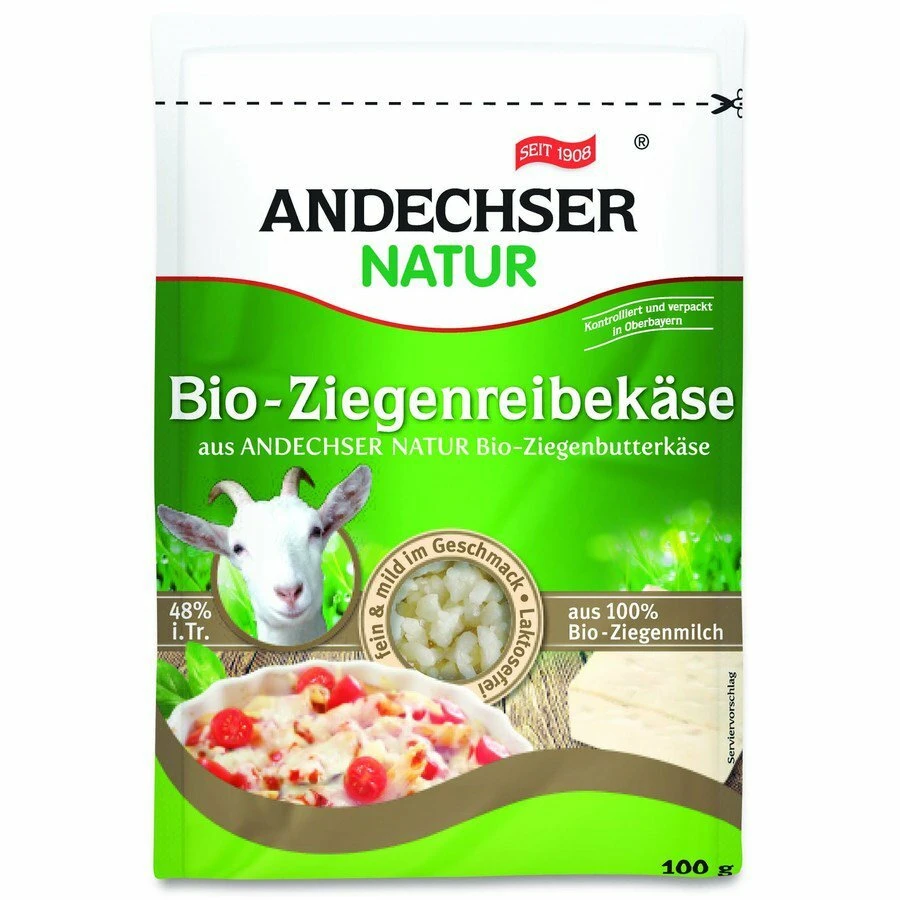 Andechser Natur Ziegenreibekäse, 100 G Packung 3 Andechser Natur Ziegenreibekäse, 100 G Packung