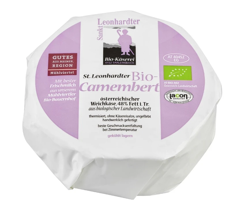 St. Leonhardter Biokäserei Camembert, Ca. 180 Gr , Mind. 48% 3 St. Leonhardter Biokäserei Camembert, Ca. 180 Gr , Mind. 48%