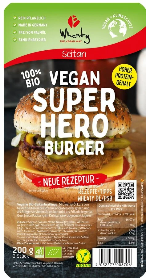 Wheaty Wheaty Vegan Superhero Burger, 200 Gr Packu 3 Wheaty Wheaty Vegan Superhero Burger, 200 Gr Packu