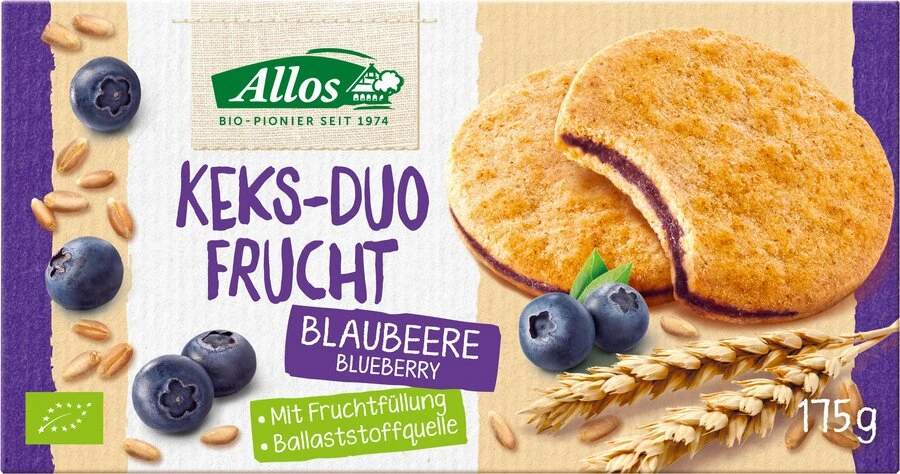 Allos Keks-Duo Frucht Blaubeere, 175 G Packung 3 Allos Keks-Duo Frucht Blaubeere, 175 G Packung
