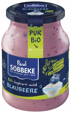 Söbbeke Joghurt Pur Blaubeere, 500 Gr Glas Ohne Ar