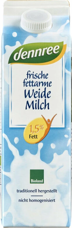 Dennree Frische Weidemilch Fettarm, 1 Ltr Nicht Ho