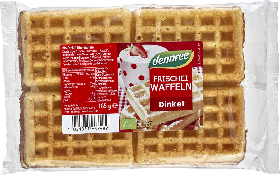 Dennree Dinkel Frischeiwaffeln, 165 G Packung 3 Dennree Dinkel Frischeiwaffeln, 165 G Packung