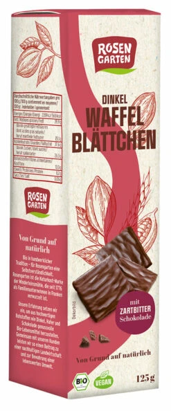 Rosengarten Dinkel-Waffelblättchen Zartbitter, 125