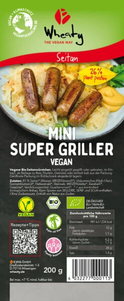 Wheaty Mini Super Griller Vegan, 200 Gr Packung