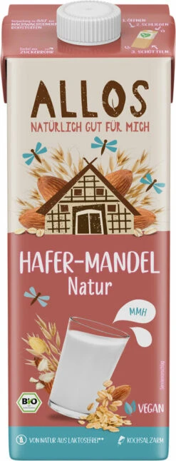 Allos Hafer Mandel Drink, 1 Ltr Packung Ungesüßt