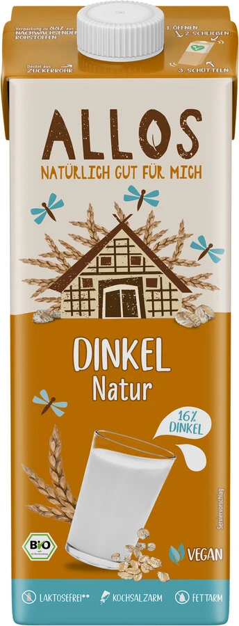Allos Dinkel Drink Naturell, 1 Ltr Packung 3 Allos Dinkel Drink Naturell, 1 Ltr Packung