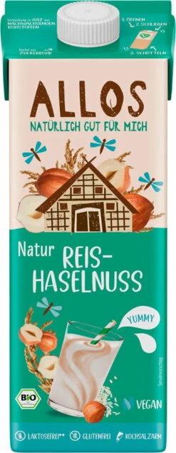 Allos Reis Haselnuss Drink Ungesüßt, 1 Ltr Packung
