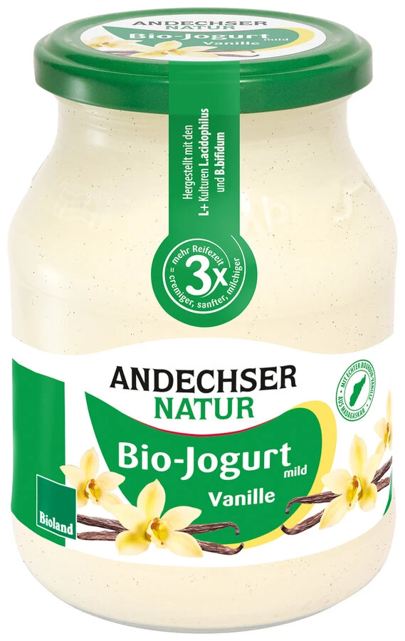 Andechser Natur Jogurt Mild Vanille, 500 Gr Glas G 3 Andechser Natur Jogurt Mild Vanille, 500 Gr Glas G