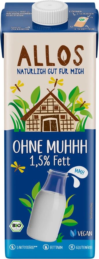 Allos Ohne Muhhh Drink, 1 Ltr Packung 1,5% Fett 3 Allos Ohne Muhhh Drink, 1 Ltr Packung 1,5% Fett