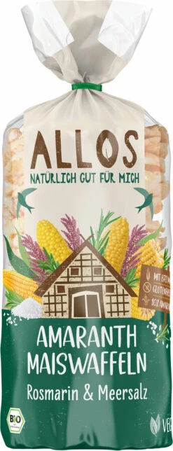 Allos Amaranth-Mais-Waffeln Rosmarin-Meersalz, 100