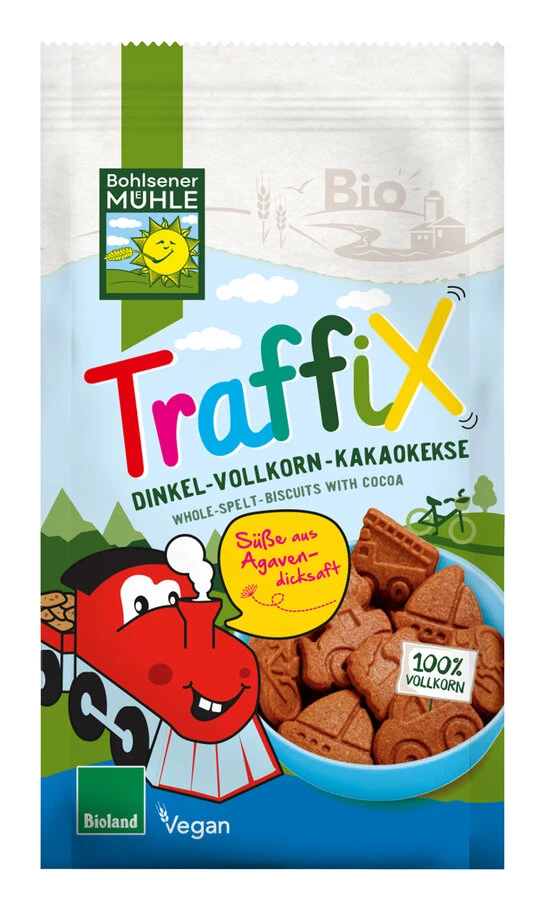 Bohlsener Mühle TraffiX Dinkel-Vollkorn Kakaokekse 3 Bohlsener Mühle TraffiX Dinkel-Vollkorn Kakaokekse
