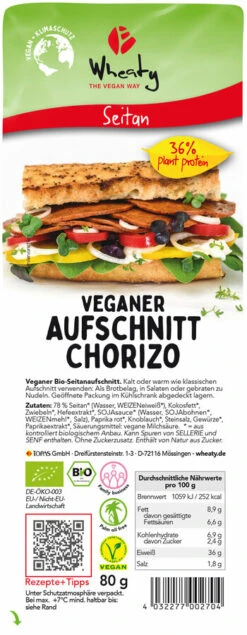 Wheaty Wheaty Veganer Aufschnitt Chorizo, 80 Gr Pa