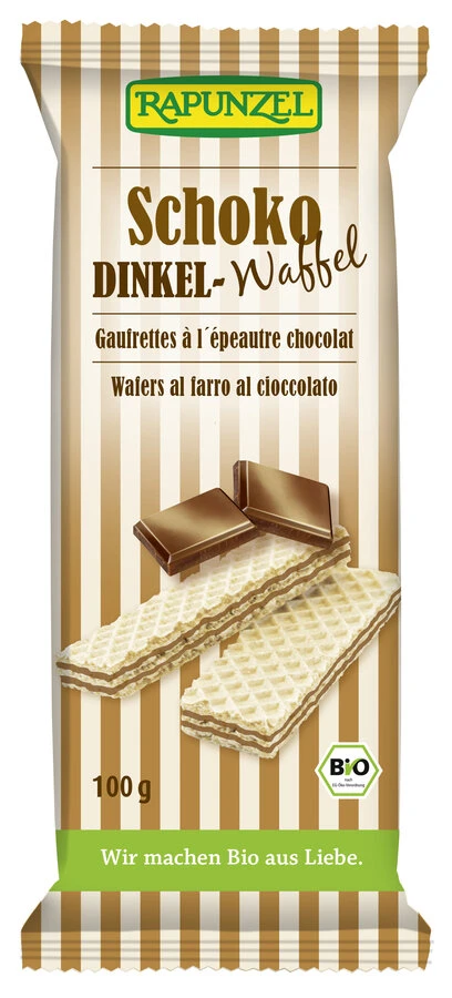 Rapunzel Schoko Dinkel-Waffeln, 100 G Packung 3 Rapunzel Schoko Dinkel-Waffeln, 100 G Packung