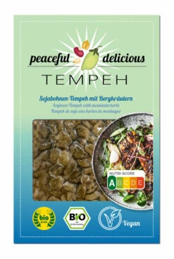 Peaceful Delicious Sojabohnen Tempeh Bergkräuter, 200 G Packung