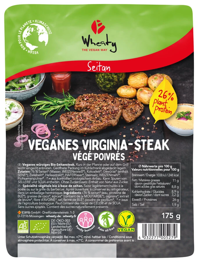 Wheaty Wheaty Veganes Virginia Steak, 175 Gr Packu 3 Wheaty Wheaty Veganes Virginia Steak, 175 Gr Packu